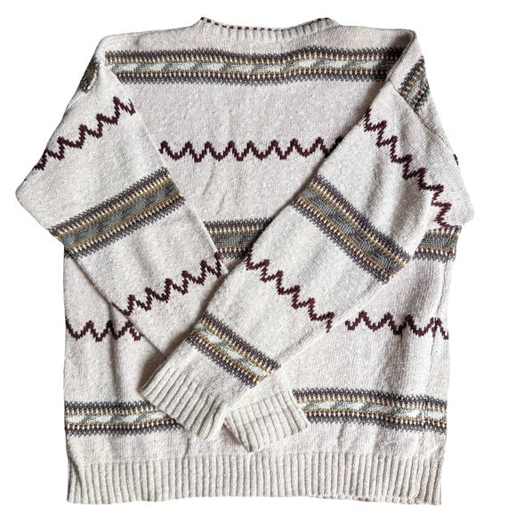 Chaps Ralph Lauren Men’s L Vintage Knit Sweater USA 100% Cotton Fair Isle - Picture 5 of 9